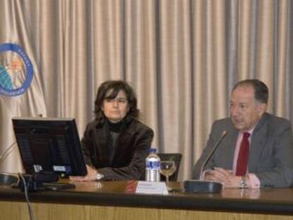 El director de CNI, Félix Sanz Roldán, junto a su ex número dos, Elena Sánchez Blanco.