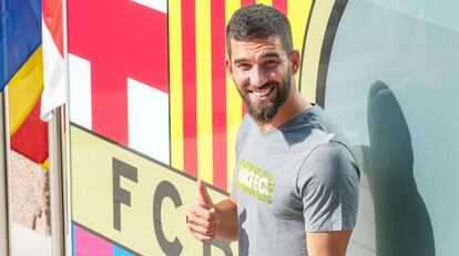 Arda Turan, en su presentación con el Barça, en julio.