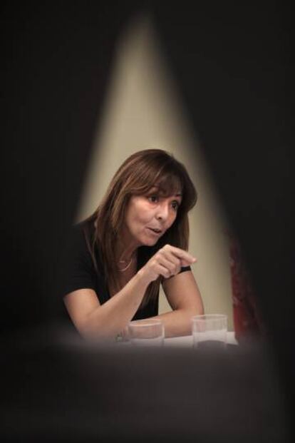La presidenta de la comisión de garantías de Podemos, Olga Jiménez, el viernes durante la entrevista.