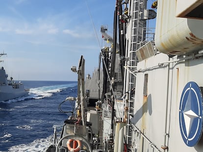 Buques militares españoles en el mar Mediterráneo, en una imagen del Ministerio de Defensa.