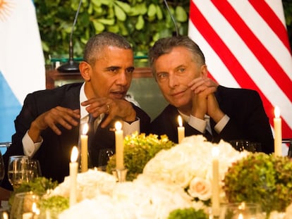 Obama y Macri, durante la cena oficial en Buenos Aires.