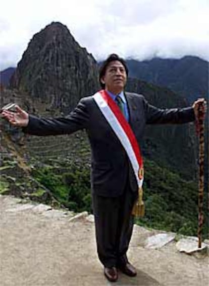 El presidente peruano, Alejandro Toledo, en la ciudad de Machu Picchu.