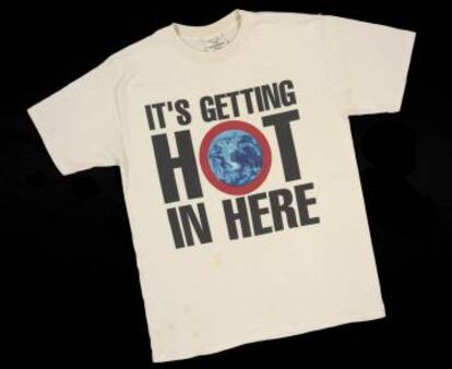 Camiseta de Greenpeace alertando sobre el cambio climático en 1990.