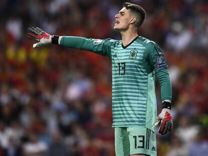 Kepa Arrizabalaga, durante el encuentro ante Suecia.