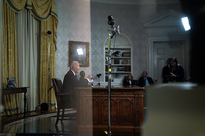 Joe Biden, durante su discurso este jueves en la Casa Blanca.