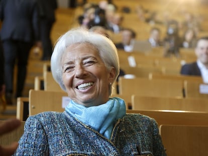 La presidenta del BCE, Christine Lagarde, asiste a una conferencia en Fráncfort (Alemania), este miércoles.
