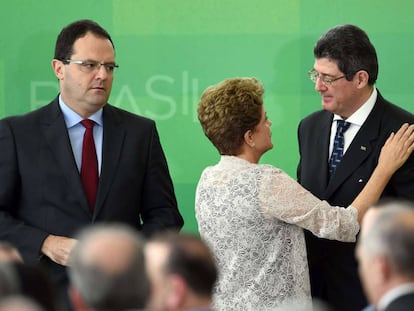 Dilma entre Barbosa e Levy.