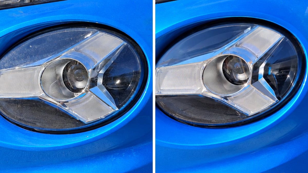 Antes y después de pulir los faros de mi coche con el kit de HS.