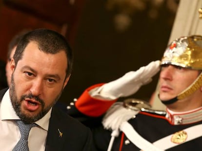 Matteo Salvini, l&iacute;der de la Liga, tras reunirse con el presidente de Italia, Sergio Mattarella, el pasado 5 de abril.