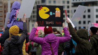 A marcha das mulheres em Washington (Seattle)