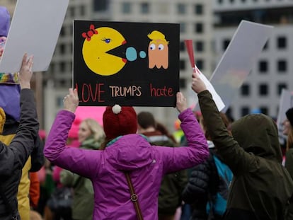 A marcha das mulheres em Washington (Seattle)