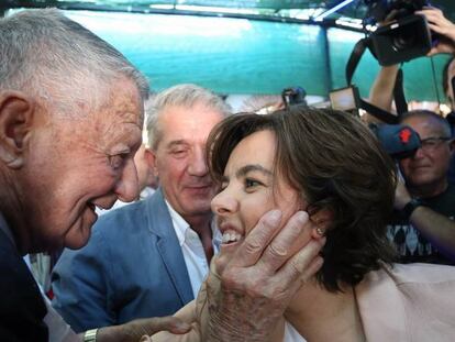 Soraya Saenz de Santamaria durante el acto de cierre de campaña de de las primarias del Partido Popular en Madrid.