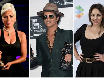 De izquierda a derecha: Lady Gaga, Bruno Mars y Chenoa.