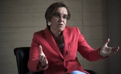 La portavoz socialista, Purificación Causapié, en un momento de la entrevista.