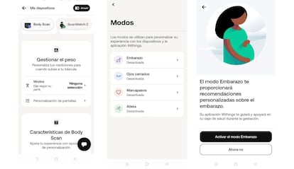 Pasos para ctivar los Modos en una báscula Withings