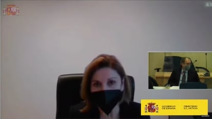 María Dolores de Cospedal, este martes, durante su declaración como testigo.