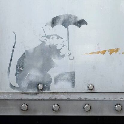 El supuesto grafiti de Banksy en Tokio. 
