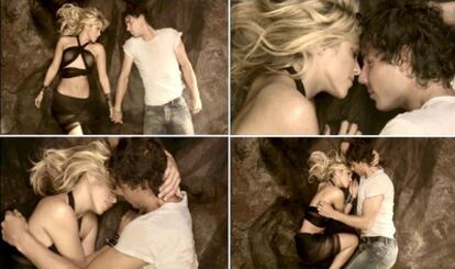 Combo de imágenes del nuevo vídeo, <i>Gypsy</i>, de Shakira, en el que aparece el tenista Rafael Nadal.