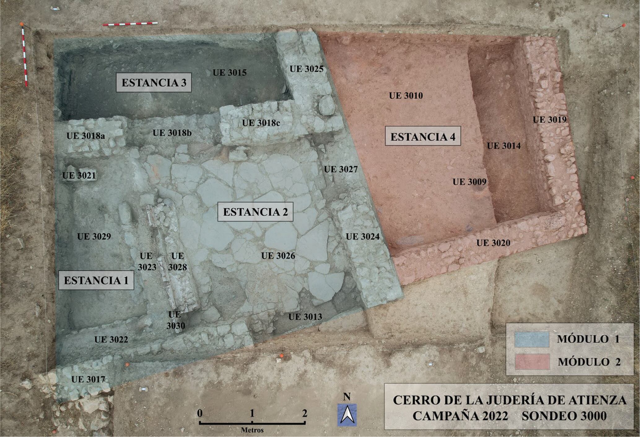 Planta excavada del edificio hallado en el cerro de la Judería de Atienza.