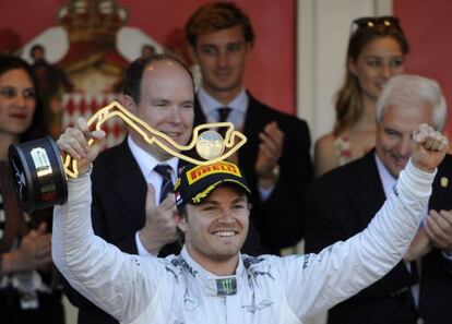 Rosberg celebra la victoria en Montecarlo