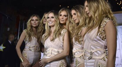 Heidi Klum, y sus cinco clones en la fiesta de Halloween en Nueva York.