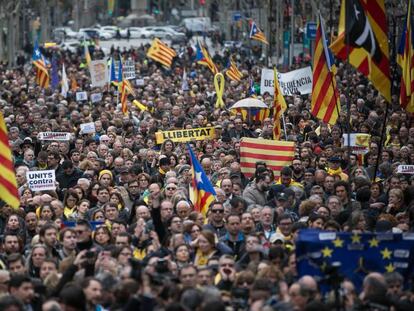 Protesta a Barcelona després de la detenció de Puigdemont.