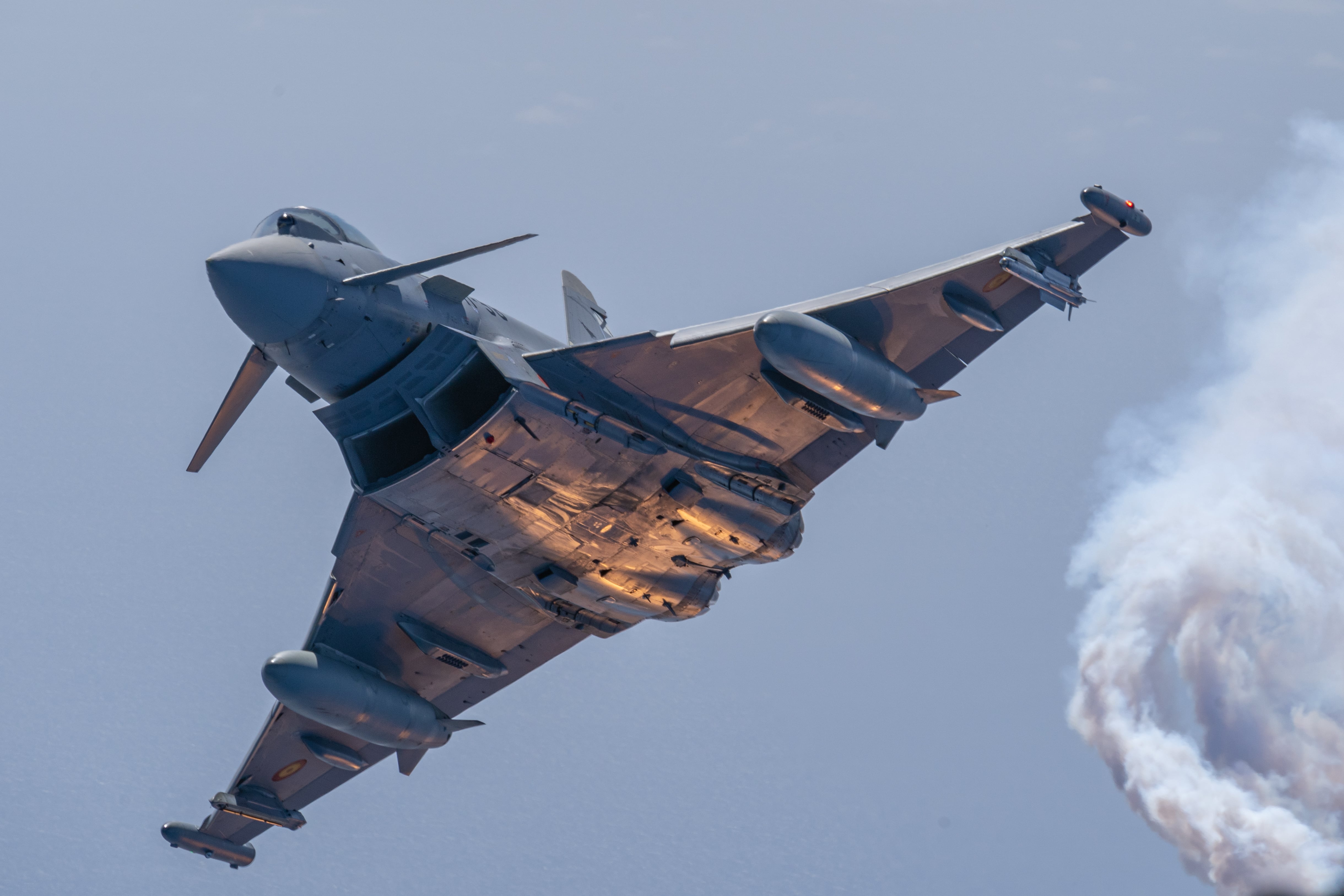 Un Eurofighter del Ejército del Aire durantes unos ejercicios.