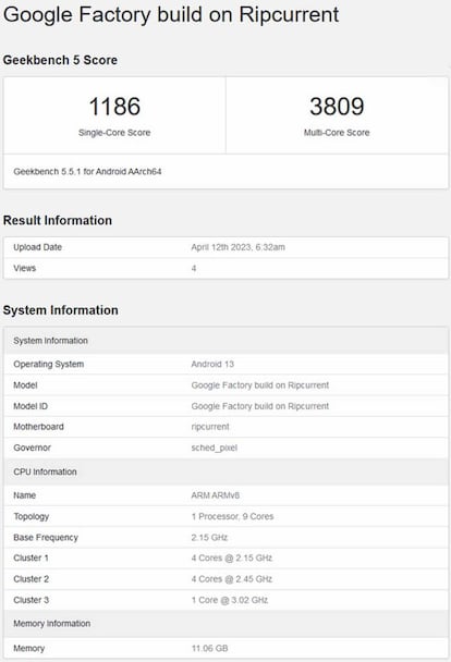 Google Tensor 3 Geekbench