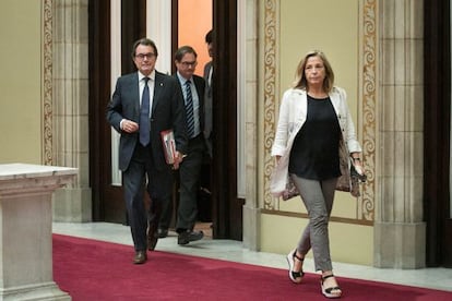 Artur Mas i la vicepresidenta Joana Ortega, despr&eacute;s de la reuni&oacute;.