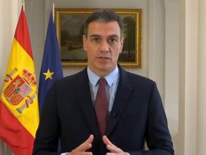 El presidente del Gobierno, Pedro Sánchez, este sábado en la cumbre virtual del G20.