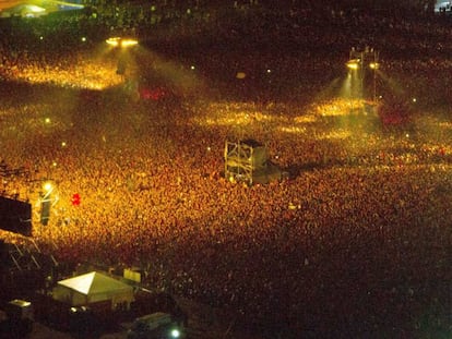 Una toma aérea del show de Solari en Mendoza, en 2014.