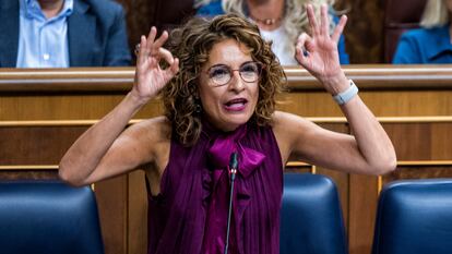 María José Montero, vicepresidenta primera y ministra de Hacienda, el 11 de octubre en el Congreso de los