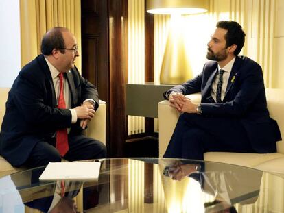 Miquel Iceta, amb Roger Torrent, aquest dijous.