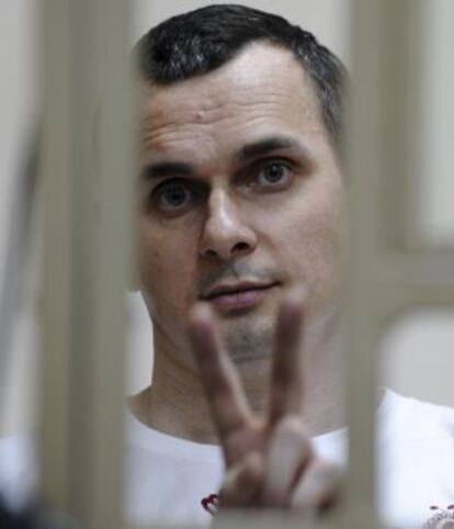 El director de cine Oleg Sentsov, el pasado 21 de julio durante una sesión de su juicio.
