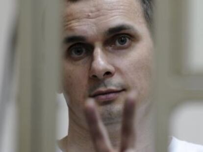 El director de cine Oleg Sentsov, el pasado 21 de julio durante una sesión de su juicio.