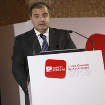 Ángel Ron, Presidente del Banco Popular, durante su discurso en la Junta General Ordinaria de Accionistas