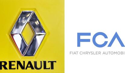 Los logos de Renault y Fiat-Chrysler.