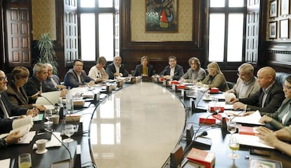 Reunión de la Junta de Portavoces del Parlament en la que se ha admitido a trámite la petición de Junts pel Sí y la CUP.