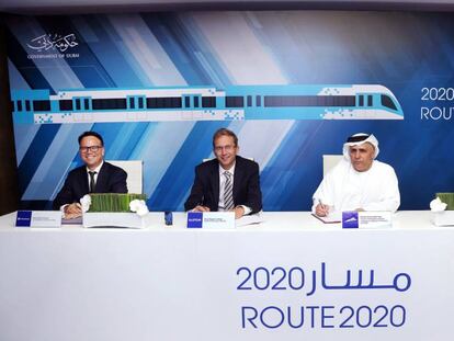 Firma del contrato de la ampliación del Metro de Dubái, del proyecto Ruta 2020.
