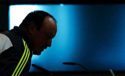 Rafa Benítez, en la rueda de prensa de esta tarde