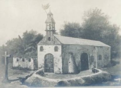 Fotografía en torno a 1904 de la iglesia de Baler, en Luzón, donde estuvieron sitiados Los últimos de Filipinas.