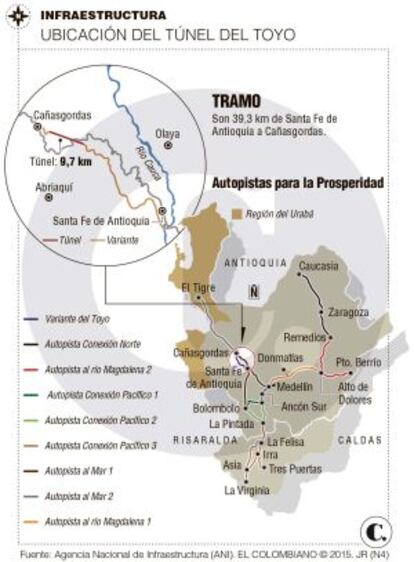 Mapa del proyecto del túnel del Toyo.