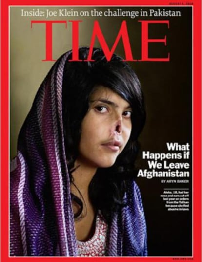 La polémica portada del 'Time' con el rostro de una mujer afgana de 18 años mutilada por los talibanes.