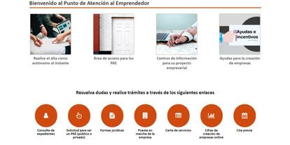 Servicios que ofrecen los PAE (Puntos de Atención al Emprendedor), según su propia página web.