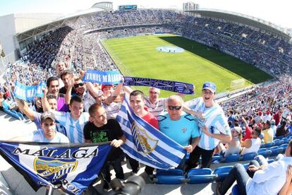 Seguidores del M&aacute;laga, en La Rosaleda