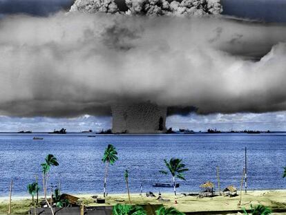Pruebas nucleares del Ejército de EE UU realizadas en el atolón Bikini (islas Marshall).