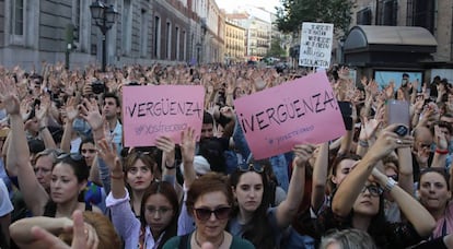 A protest in Madrid against La Manada ruling in 2018.