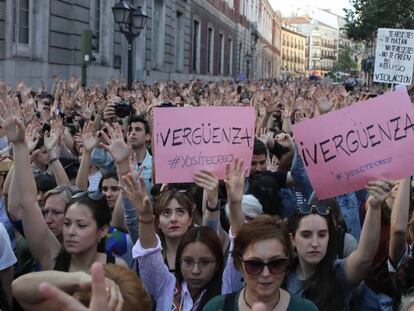 Protest in Madrid against gang rape ruling.