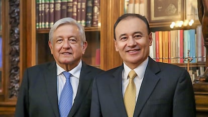 Andrés Manuel López Obrador y el gobernador de Sonora, Alfonso Durazo.