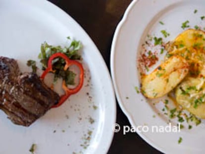 Un bife de lomo en Puerto Madero